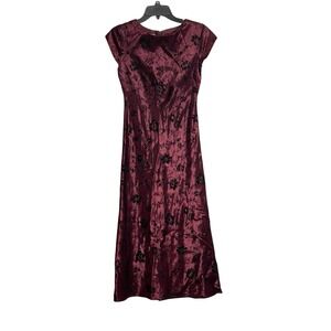 Talbots Kids Girls Sz 16 Burgundy Black Velvet Burnout Dress Whimsy Goth Vampire